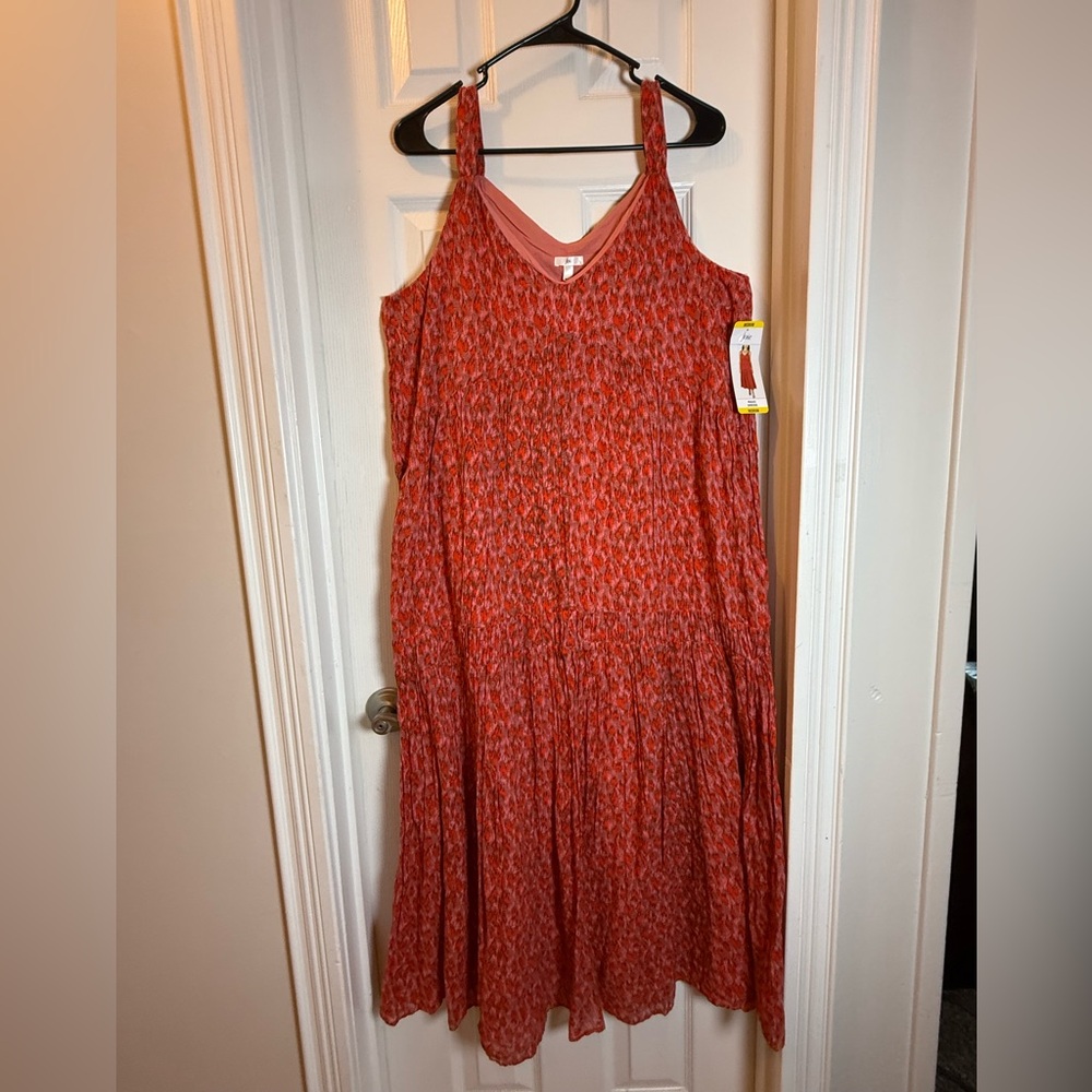 Coastal Cowgirl Joie Red Mini Print Sleeveless Tiered Maxi Summer Resort Dress
